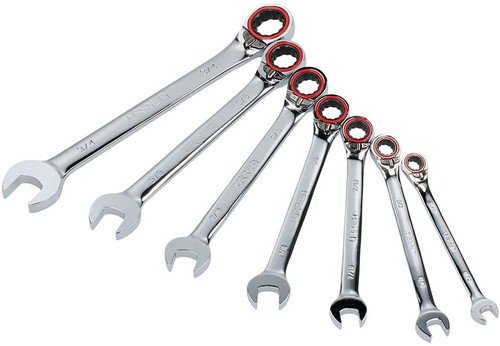 Reversible Combination Ratcheting wrench,12 Point ,7 Pieces