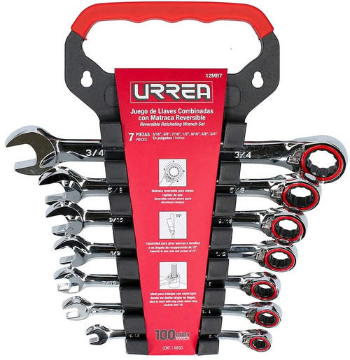 Reversible Combination Ratcheting wrench,12 Point ,7 Pieces