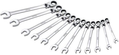 URREA Spline Metric Flexible Ratcheting Locking System Wrench Set,12MF12M