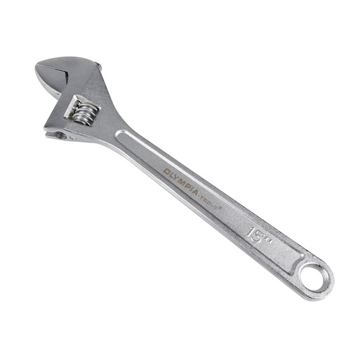 15 inch Adjustable wrench, chrome finish, 018-01-015