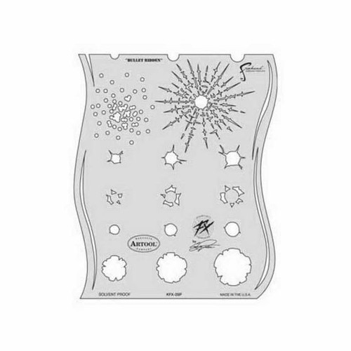 ANEST IWATA Artool? FH-KFX-2SP Kustom FX Series Bullet-Ridden Freehand Airbrush Template, 9 in L x 7-1/2 in W
