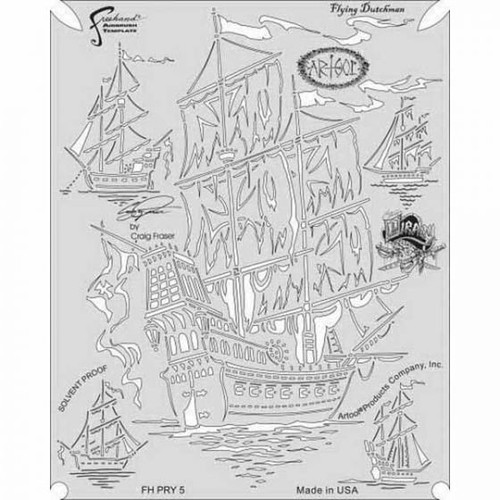 ANEST IWATA FH-PRY-5 Piracy Series Flying Dutchman Freehand Airbrush Template, 10 in L x 8 in W