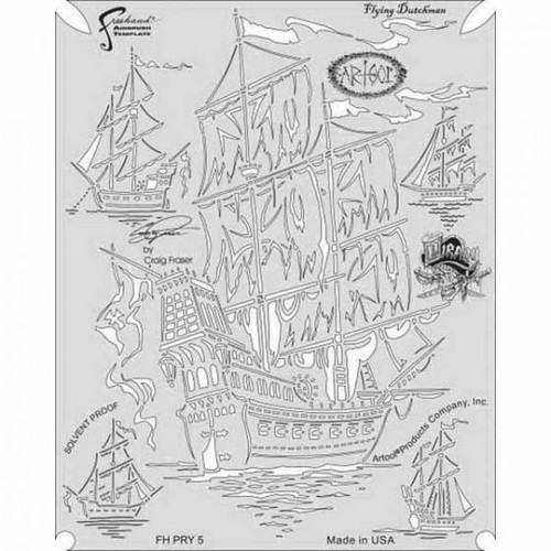 ANEST IWATA FH-PRY-5 Piracy Series Flying Dutchman Freehand Airbrush Template, 10 in L x 8 in W