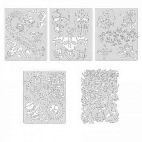 ANEST IWATA Artool? FH-SK15SP Curse of Skullmaster Series Freehand Airbrush Template Set, Mylar, Transparent