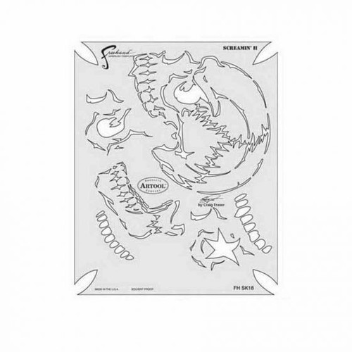 ANEST IWATA Artool? FH-SK18SP Return of Skullmaster Series Screamin II Freehand Airbrush Template, 10 in L x 8 in W