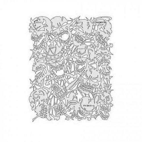 ANEST IWATA Artool? FH-SK19SP Return of Skullmaster Series Lucky 13 Freehand Airbrush Template, 10 in L x 8 in W