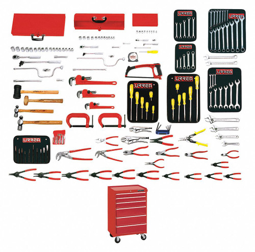 URREA 163 pc Combination industrial intermediate sets with toolbox #99731B