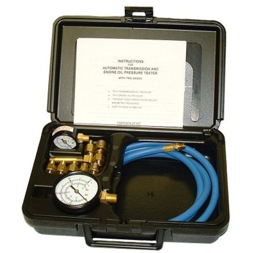 Automatic Transmission And Engine Oil Pressure Tester With Two Gages In Molded Plastic Storage Case 34580