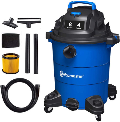 Vacmaster 4 Peak HP 8 Gallon Wet Dry Vacuum Cleaner Lightweight Powerful Suction Shop Vacs with Blower Function for Dog Hair, Garage, Car, Home & Workshop