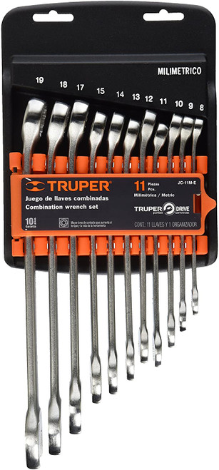 Truper 11 Pc-Extra Long Combination Polished Wrench Sets #15778