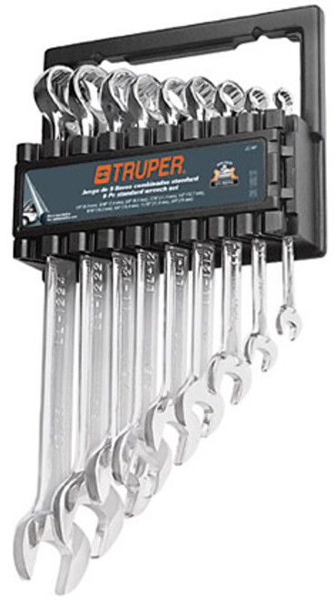 Truper 9 Pc-Extra Long Combination Polished Wrench Sets #15776