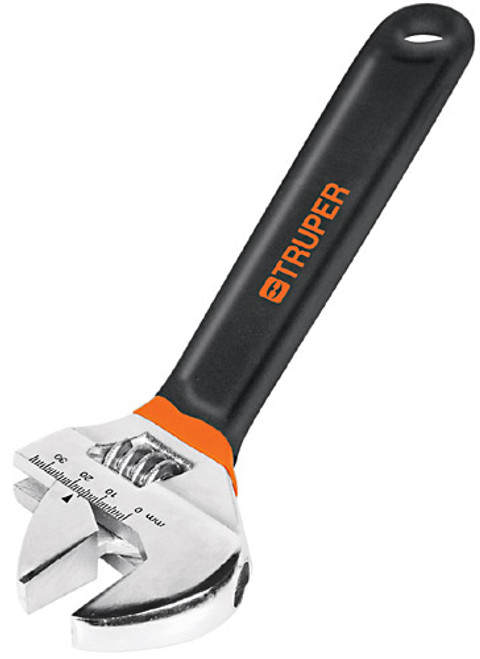 Truper 10" Chrome Adjustable Wrench W/grip #15511