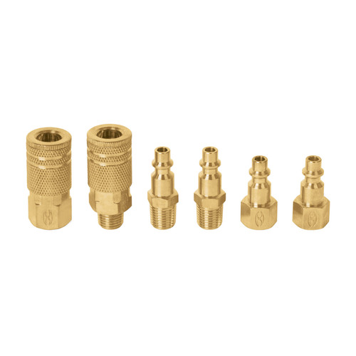 Truper 6-Pc Brass Quick-Connect AIr Coupler and Plug Kit #18075