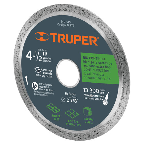 Truper 4-1/2" Continuous Rim Diamond Blade #12977