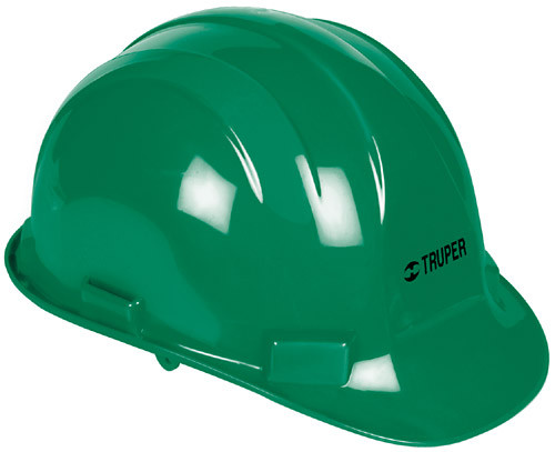 Truper Hard Hats, Ratchet Suspension, Green Safety Helmet #10374