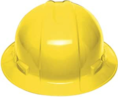 Truper Full Brim Hard Hats,Ratchet Suspension, Yellow, full brim safety helmet #10566