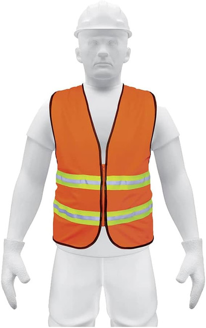 Truper Maximum-Visibility Safety Vests W/Buttons and 7-Pockets,2" Reflective Str