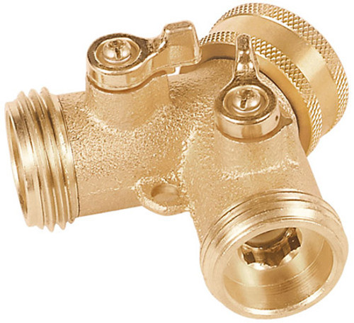 Truper Brass "y" Connector With Shut-off #10375