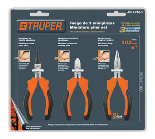 Truper Mini Plier Comfort Grip Set 3 Pieces #18215