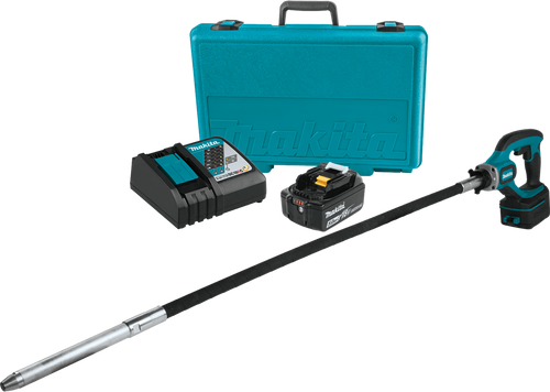 18V LXT? Lithium-Ion Cordless 4' Concrete Vibrator Kit (5.0Ah), Makita-built motor, XRV01T