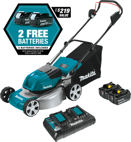 36V (18V X2) LXT? Brushless 18" Lawn Mower Kit with 4 Batteries (5.0Ah), Commercial-grade steel deck,  XML03PT1