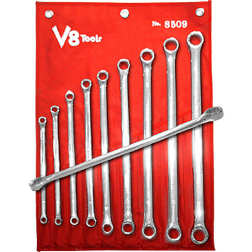 9 Pc. 12 Point Zero Offset Extra Long Metric Box Wrench Set V8 8509