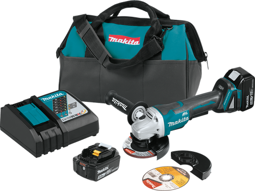18V LXT? Lithium-Ion Brushless Cordless 4-1/2"Â / 5" Paddle Switch Cut-Off/Angle Grinder Kit, with Electric Brake (5.0Ah), XAG11T