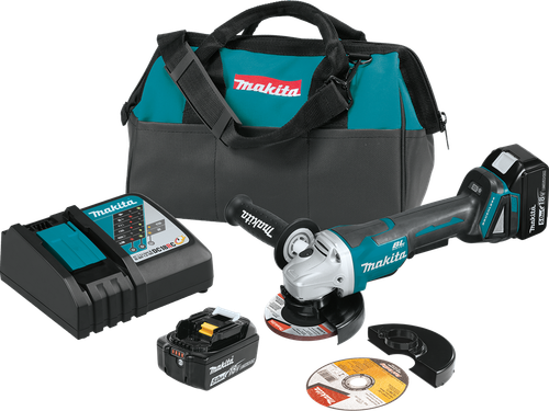 18V LXT? Lithium-Ion Brushless Cordless 4-1/2"A / 5" Paddle Switch Cut-Off/Angle Grinder Kit, with Electric Brake (5.0Ah), XAG11T