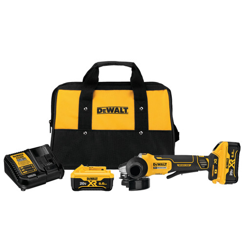 Dewalt DCG413R2 20V MAX* XR Brushless 4.5 in. Paddle Switch Small Angle Grinder Kit with Kickback Brake (6.0Ah)