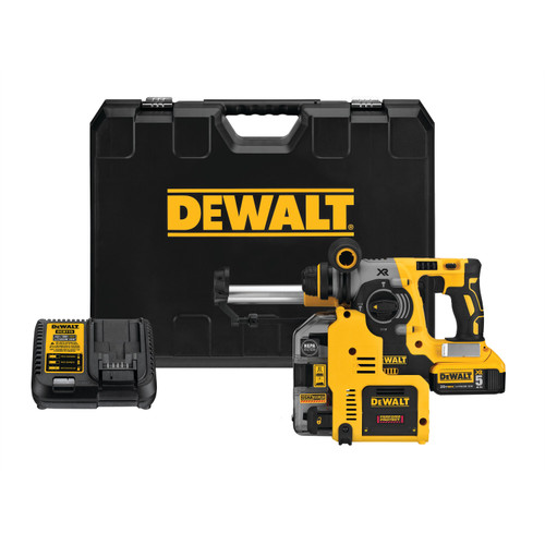 Dewalt DCH273P2DHO 20V MAX* XR Brushless 1 in. SDS Plus L‑Shape Rotary Hammer Kit with Onboard Dust Extractor (5.0Ah)
