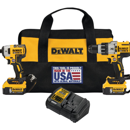 Dewalt DCK299P2LR 20V MAX* XR Brushless Hammer Drill/Driver & Impact Driver Combo Kit with LANYARD READY™ (5.0Ah)
