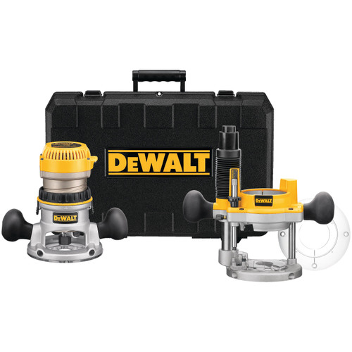 Dewalt DW618PK 2‑1/4 HP EVS Fixed Base / Plunge Router Combo Kit with Soft Start