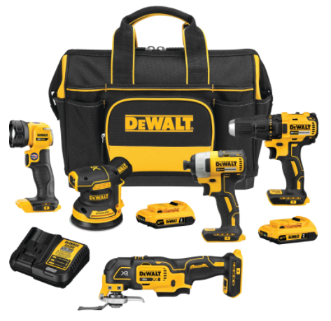 Dewalt DCKSS521D2 20V MAX* Cordless 5‑Tool Combo Kit with Contractor Bag