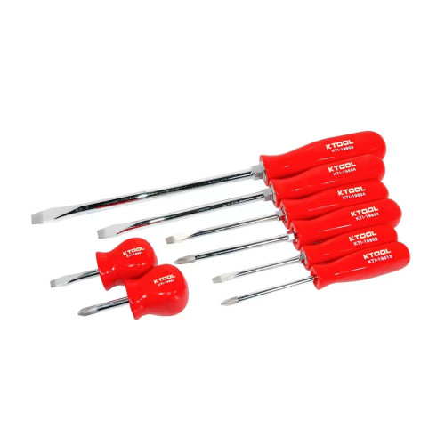 SCREWDRIVER SET PHILLIPS & SLOTTED 8PC RED