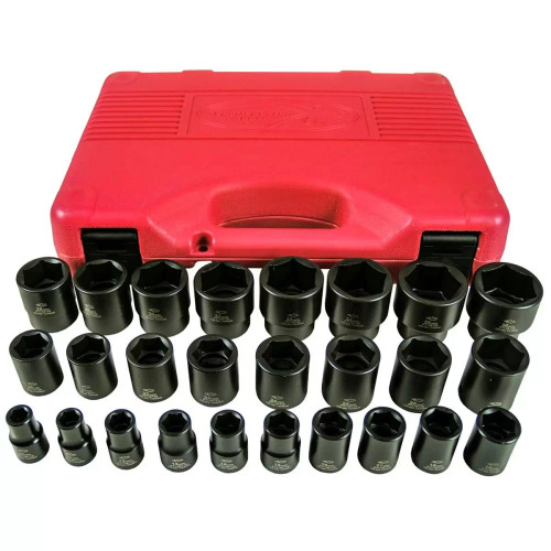 26 Piece Metric Impact Socket Set 1/2" Drive - Short