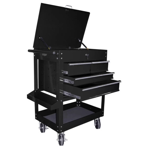 Heavy Duty 4-Drawer Service Cart, Black