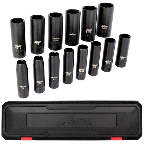 Milton? 1300-SS-04 1/2? Drive Deep 3/8"-1-1/8" SAE Impact Socket Set (14-Piece)