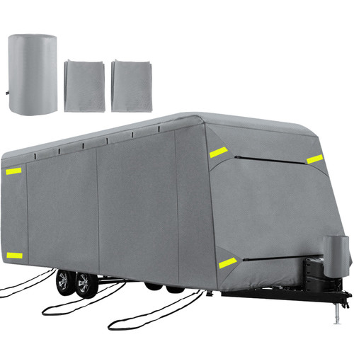 RV Cover 22'-24' RV & Trailer Cover Extra-Thick 4 Layers Travel Trailer RV Cover Durable Camper Cover, Waterproof Breathable Anti-UV Ripstop for RV Motorhome with Adhesive Patch & Storage Bag