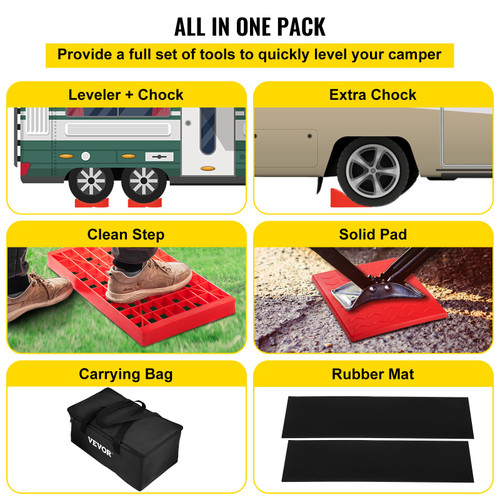 Camper Leveler, 2 Pack RV Leveling Blocks, HDPE Curved Levelers