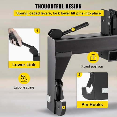 Category 1 And 2, 3 Point Quick Hitch,  3000 LB Heavy Duty Alloy Steel Tractor Quick Hitch, No Welding Needed, 5-level Adjustable Top Hook