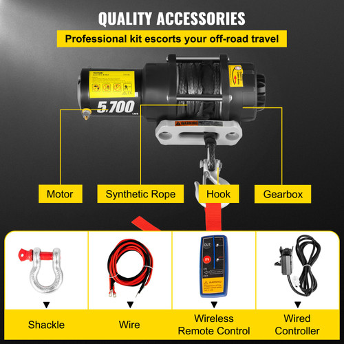 Electric Winch Truck Winch 12V 5700 LBS Synthetic Rope ATV Winch Off Road Electric Winch Truck Winch 12V 5700 LBS Synthetic Rope ATV Winch Off Road