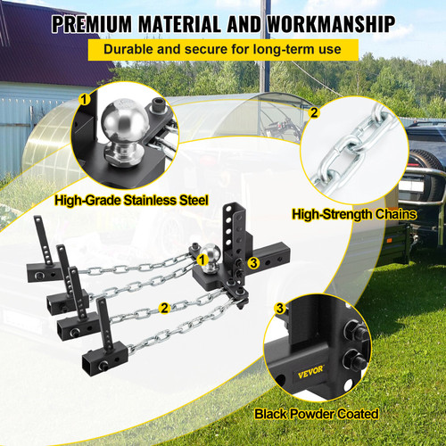 Weight Distribution Hitch 2" Ball 4" Drop & Rise Trailer Towing Hitch Weight Distribution Hitch 2" Ball 4" Drop & Rise Trailer Towing Hitch