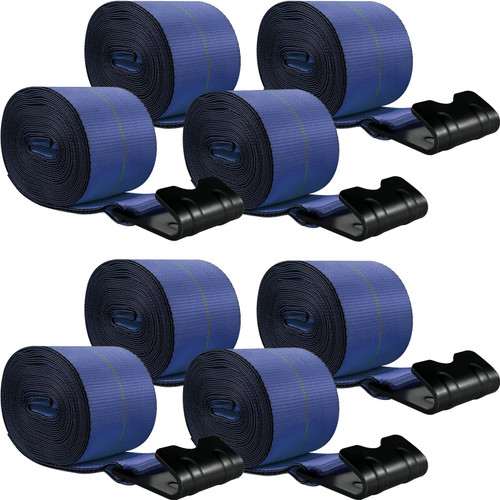 Truck Straps 4" x30' Winch Straps with a Flat Hook Flatbed Tie Downs 15400lbs Load Capacity Flatbed Strap Cargo Control for Flatbeds, Trucks, Trailers, Farms, Rescues, Tree Saver, Blue(8 Pack)
