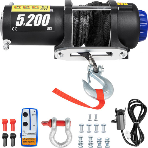 Electric Winch Truck Winch 12V 5200 LBS Synthetic Rope ATV Winch Off Road