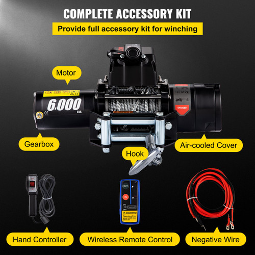 6000lbs 12V Recovery Electric Winch Truck Trailer Rope Remote Control 6000lbs 12V Recovery Electric Winch Truck Trailer Rope Remote Control