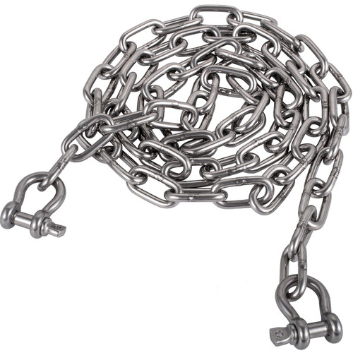 Anchor Chain, 6' x 1/4" 316 Stainless Steel Chain, 3/8" Anchor Chain Shackle, 4000 lbs Anchor Lead Chain Breaking Load, 9460 lbs Anchor Chain Shackle Breaking Load, Anchor Chain for Small Boats