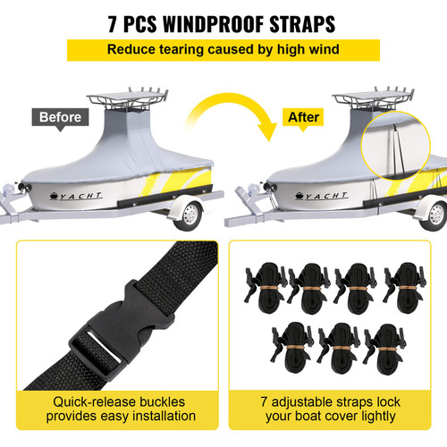 T-Top Boat Cover, Fit for 20'-22' Boat, Heavy Duty 600D Marine Grade Oxford Hard Top Cover, UV Resistant Waterproof Center Console Boat Cover w/ 2 Support Poles and 7 Wind-proof Straps, Gray T-Top Boat Cover, Fit for 20'-22' Boat, Heavy Duty 600D Marine Grade Oxford Hard Top Cover, UV Resistant Waterproof Center Console Boat Cover w/ 2 Support Poles and 7 Wind-proof Straps, Gray