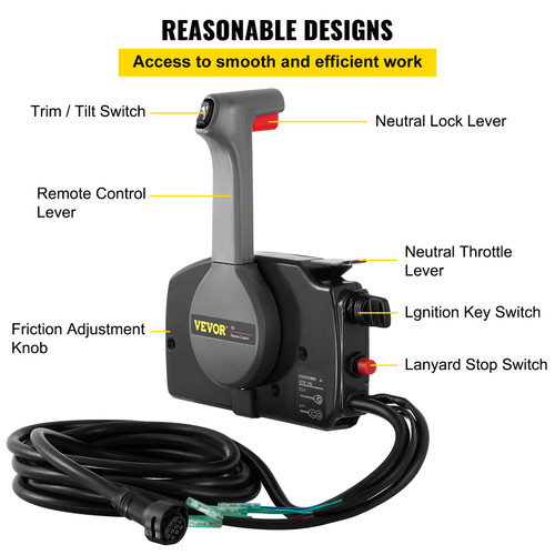 For Yamaha Outboard Remote Control Box +10 Pin Cable 703-48207 Right Side For Yamaha Outboard Remote Control Box +10 Pin Cable 703-48207 Right Side