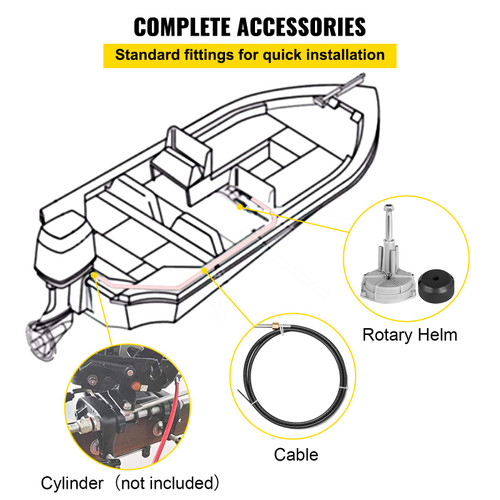 Outboard Boat Steering With 13' Steering Cable Marine Steering System 3/4'' Shaft