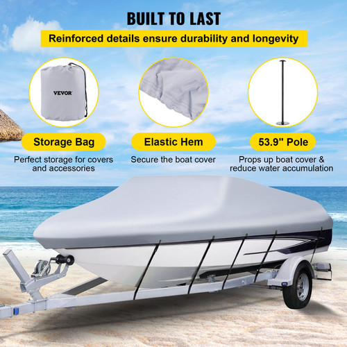 Waterproof Boat Cover, 25'-28' Trailerable Boat Cover, Beam Width up to 118" v Hull Cover Heavy Duty 600D Marine Grade Polyester Mooring Cover for Fits V-Hull Boat with 5 Tightening Straps Waterproof Boat Cover, 25'-28' Trailerable Boat Cover, Beam Width up to 118" v Hull Cover Heavy Duty 600D Marine Grade Polyester Mooring Cover for Fits V-Hull Boat with 5 Tightening Straps